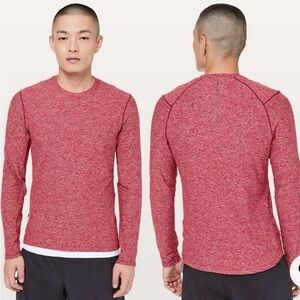 Lululemon Men’s Surge Warm Long Sleeve Top in Dark Heathered Red-